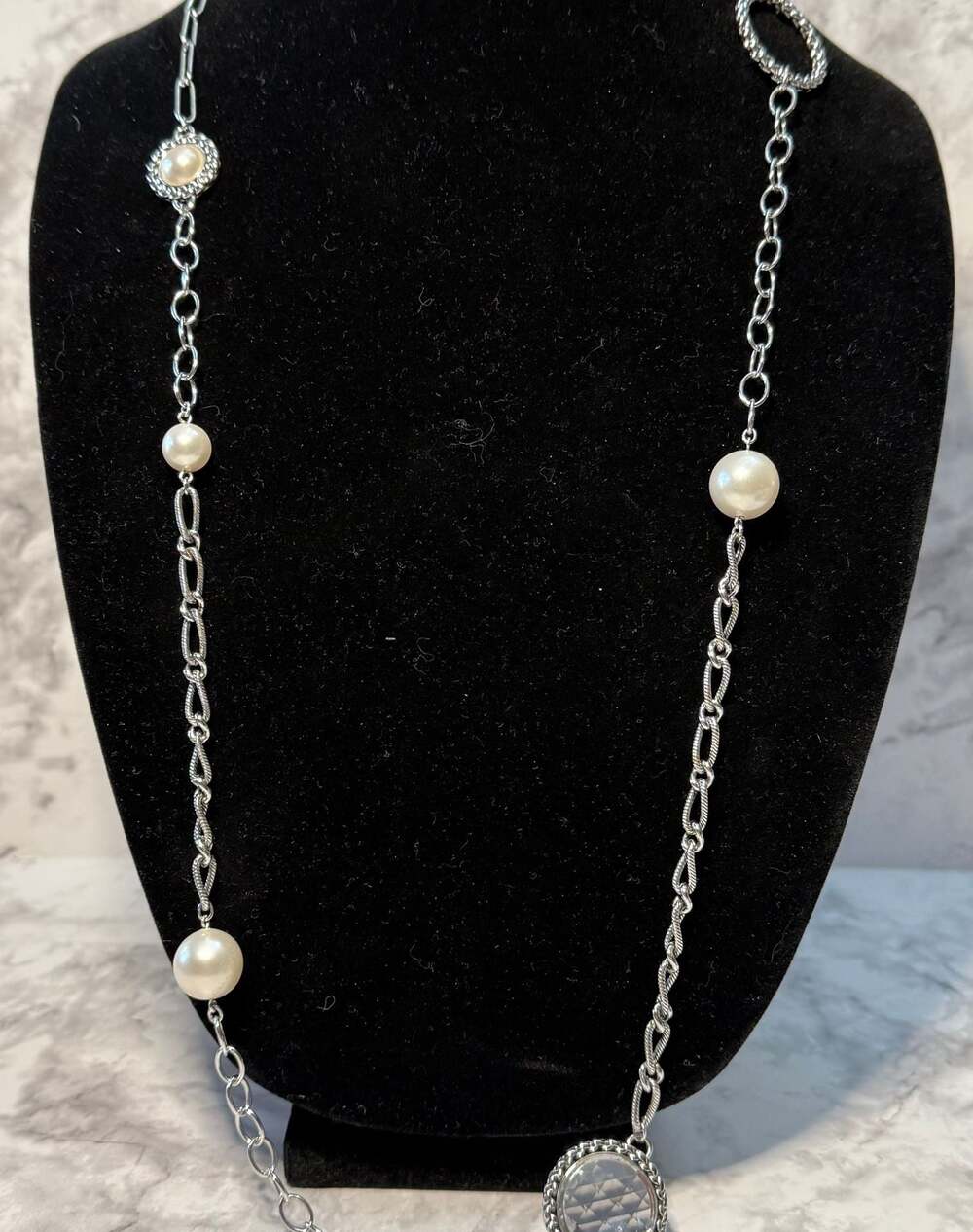 Swarovski Long Station Necklace in Silver-Tone Metal‎